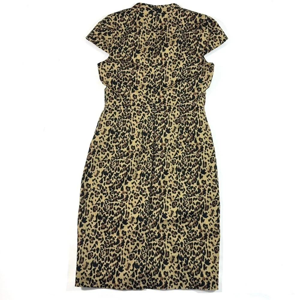 J Crew V Neck Sheath Dress Leopard Print AK630